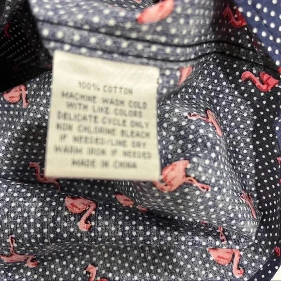 Molokai Surf Co Novelty Flamingo and polka dots button down short sleeve shirt - Picture 8 of 9